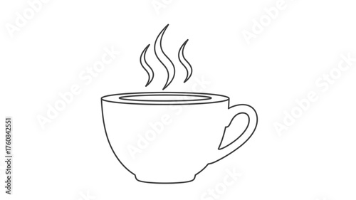 Outline icon of a steaming cup simple illustration cafe menu or hot beverage concept isolated on white background