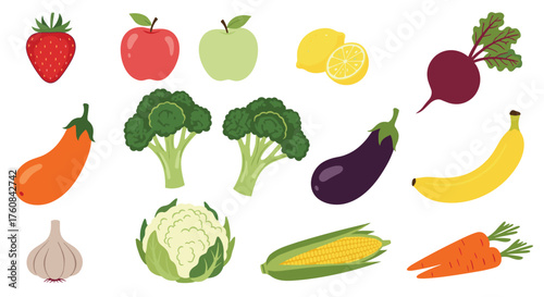 A vibrant collection of fresh fruits and vegetables perfect for healthy eating.