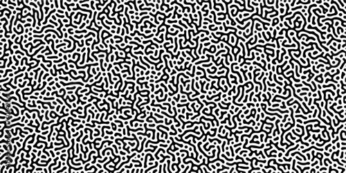 Organic seamless patterns with rounded lines Diffusion reaction background. Monochrome background of natural organic forms motion. Overlay template abstract Turing organic wallpaper background.