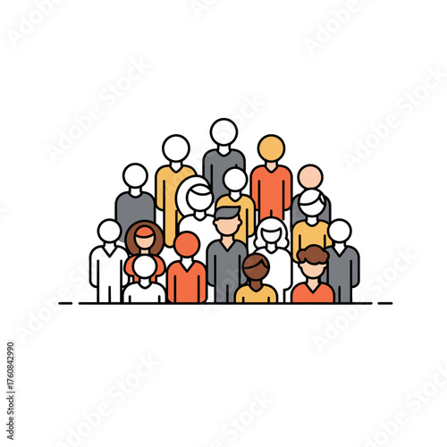 Diverse group of people standing together representing community and unity.