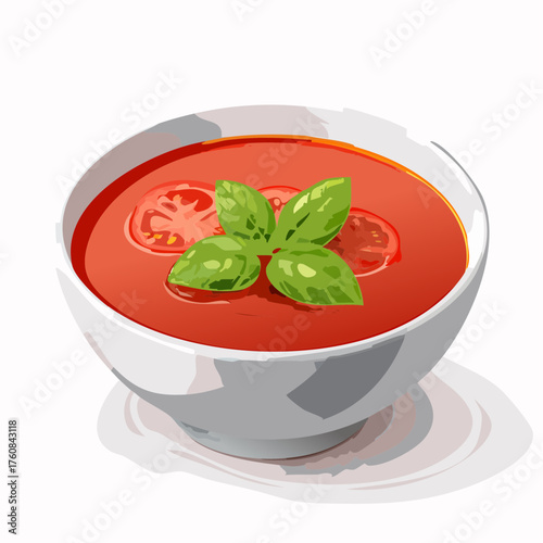 Tomatensuppe mit frischem Basilikum