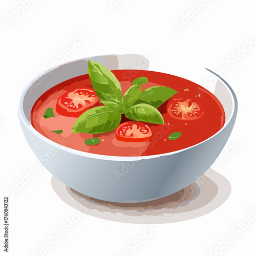 Tomatensuppe mit frischem Basilikum