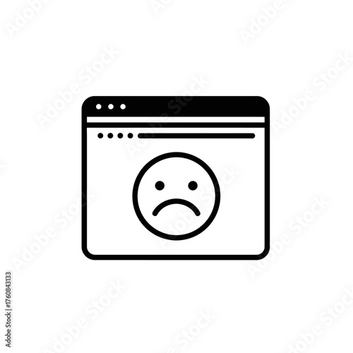 Sad Face on Browser Window Website Error or Negative Feedback.