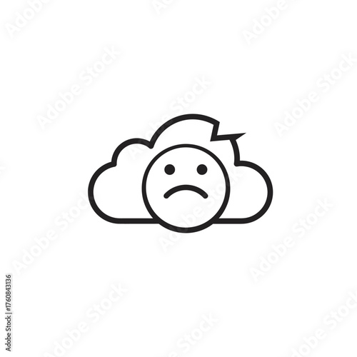 Sad Cloud Icon Represents Negative Cloud Computing Issues.