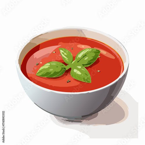 Tomatensuppe mit frischem Basilikum