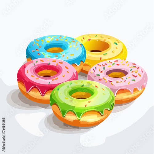 Bunte Donuts mit Glasur und Streuseln