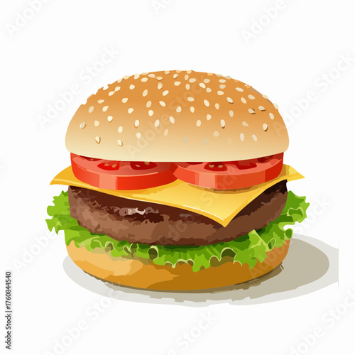 Cheeseburger mit Salat, Tomate und Käse