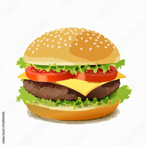 Cheeseburger mit Salat, Tomate und Käse