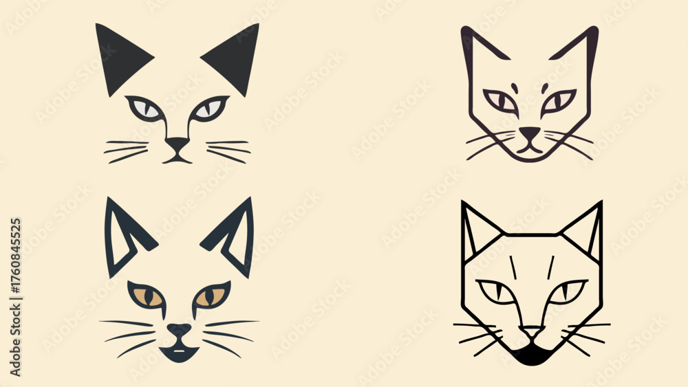 Fototapeta premium set of minimal cat logos