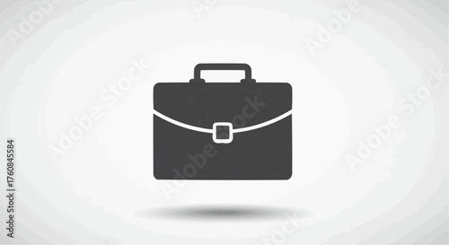 Illustration of a dark gray briefcase with a white latch and handle against a white background