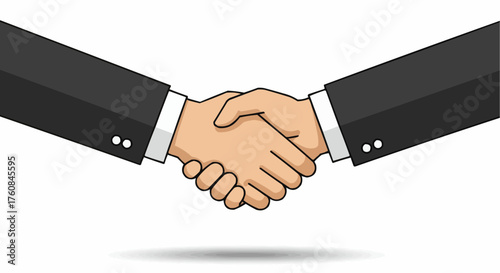 Illustration of two business people shaking hands in agreement on a white background image art