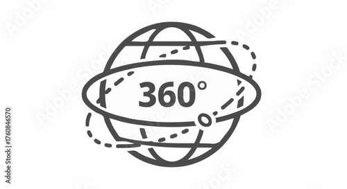 360 degree icon representing global rotation or view
