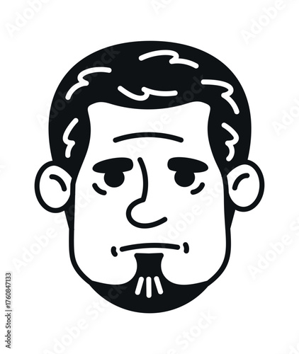 Serious businessman doodle face black-and-white
