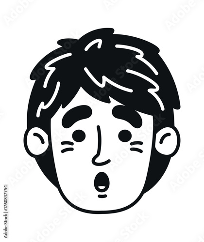 Shocked young man doodle face