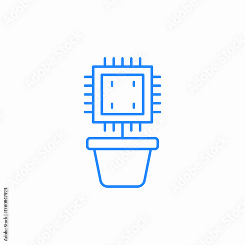 microchip under potted plant icon sign vector