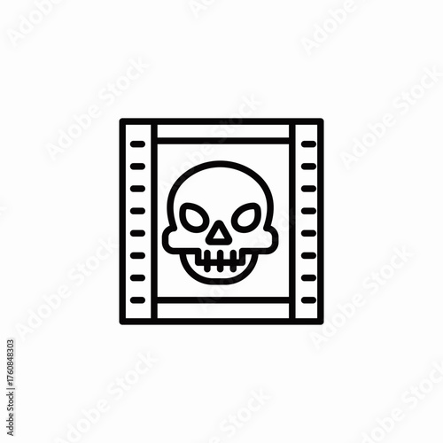 skull film reel icon sign vector