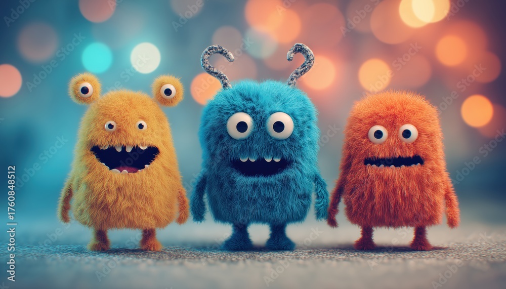 Obraz premium Adorable And Hilarious Creatures: Monsters And Aliens In Various Styles For Children'S Entertainment, Fashion, And Greeting Card Designs.