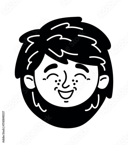 Little preschooler laughing doodle face