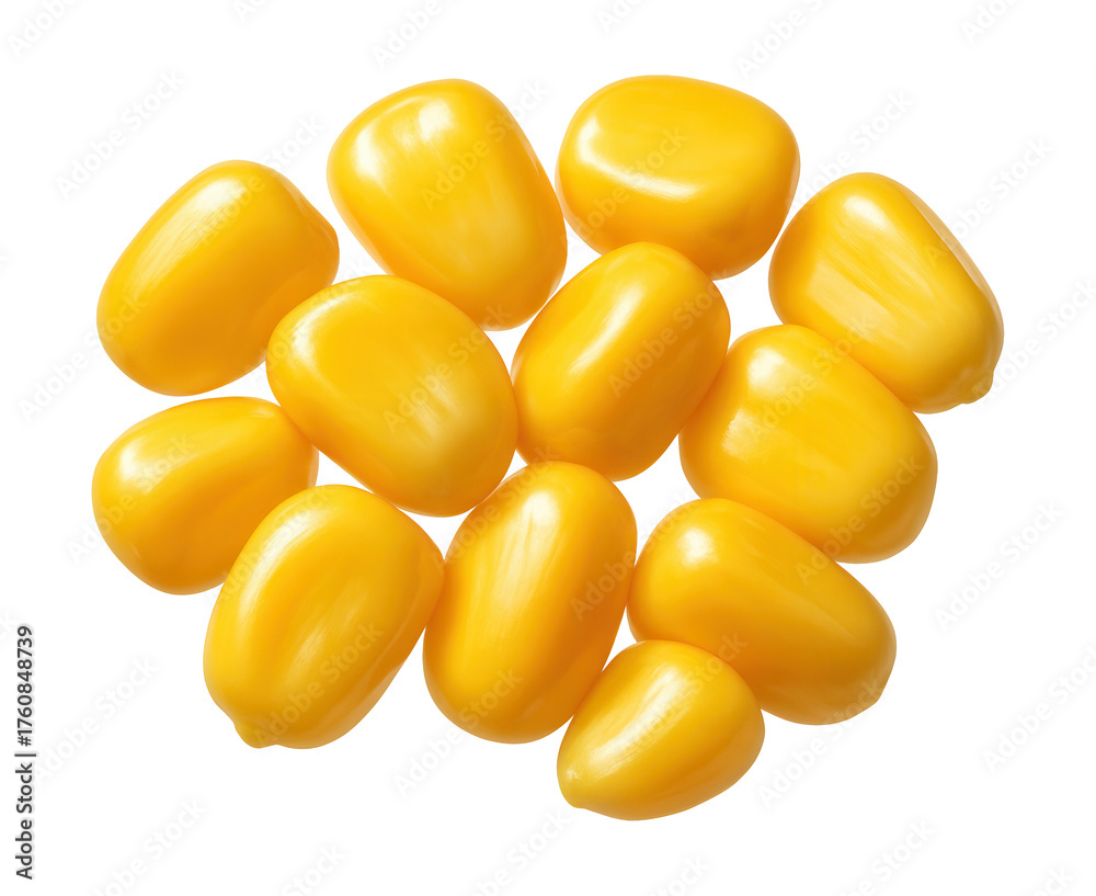 Fototapeta premium Plump, glossy corn kernels with a vibrant yellow color.