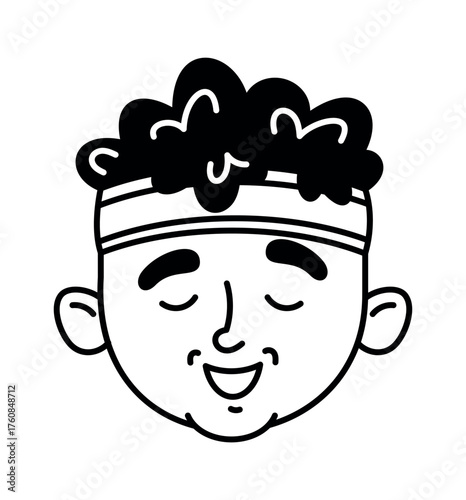 Smiling sportive boy doodle face