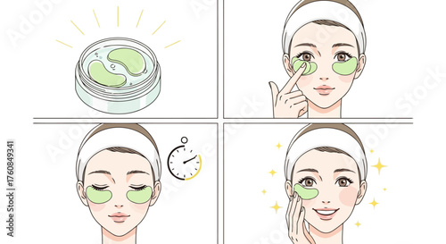 Vector art of stepbystep guide to applying undereye patches