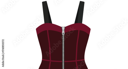 A detailed illustration of a red corset with a front zipper design
