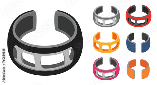 A collection of colorful modern fitness tracker wristbands in various designs