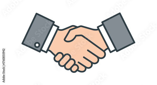 A simple illustration of two hands completing a firm handshake agreement