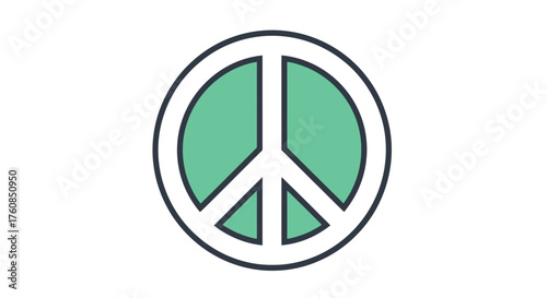 A simple illustration of a green peace sign within a circular border