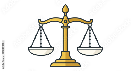 A simple illustration of golden scales of justice balanced and symmetric