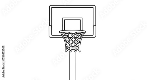 Basketball hoop monochrome illustration conveying a sense of athleticism and focus on sport