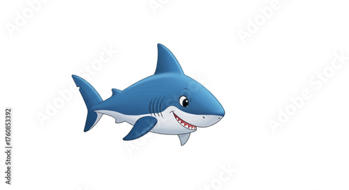 Cheerful cartoon shark illustration with a playful expression isolated on white