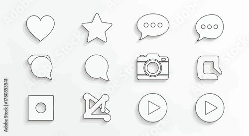 Collection of Social Media Icons in Minimalist Style for Modern User Interface Design