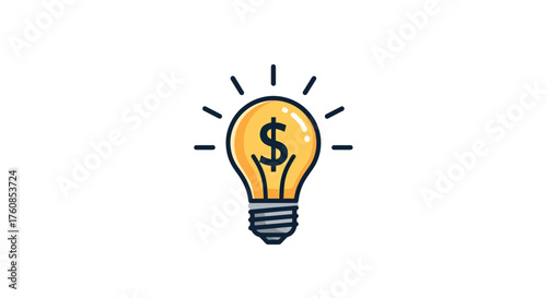 Conceptual idea of monetary success represented through a glowing lightbulb icon
