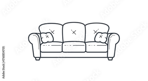 Elegant sofa illustration with clean lines and soft cushions for interior decoration concept