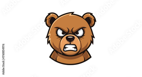 Fierce cartoon bear mascot with determined expression for gaming or sports team