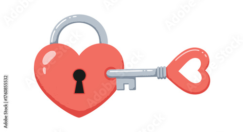 A heart shaped lock and key symbolizing love and commitment.