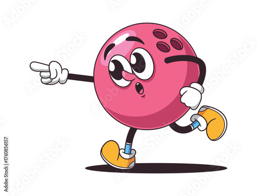 Bowling ball personage running forward