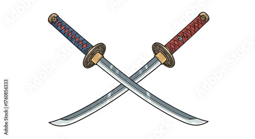 Illustration showcasing crossed katana swords, symbols of ancient martial traditions, with