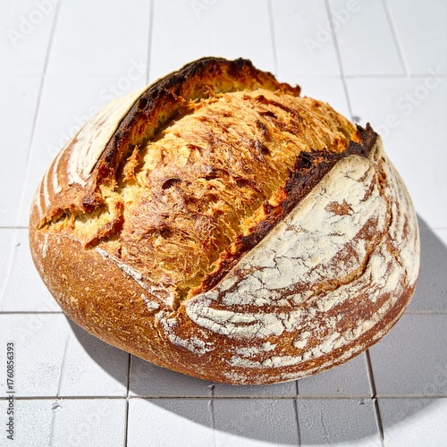 Rustic Sourdough Bread Loaf for Premium Baked Goods Food Object and Artisan Concept