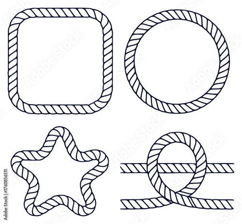 Nautical Rope Borders Square, Circle, Star, and Knot Designs