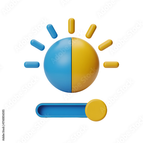 3d icon of abstract representation of light adjustment with a sun and slider