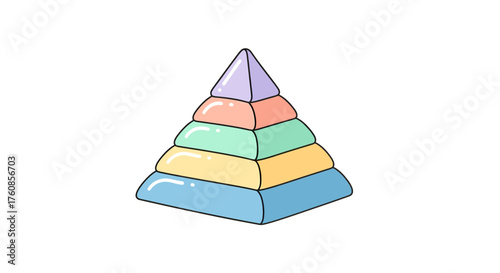 Layered pastel pyramid structure representing progression or hierarchical organization process