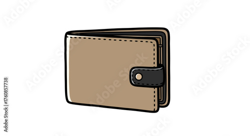 Stylized leather wallet illustration isolated on white background digital artwork