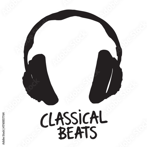 Simple black headphone outline with 'classical beats' text below.