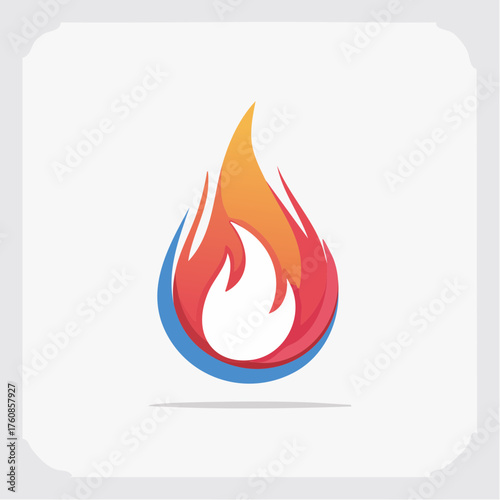 Stylized abstract flame icon design with gradient colors, symbol for energy and warmth
