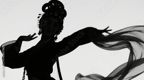Chinese opera character silhouettes, female role silhouettes, beautiful classical charm