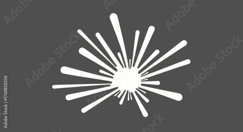 Abstract outburst illustration with grey background and white radiating elements