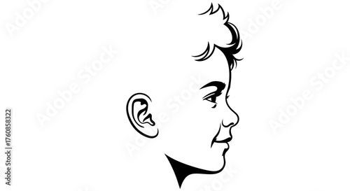 Portrait of a boy in profile a captivating line drawing illustration showcasing youthful features