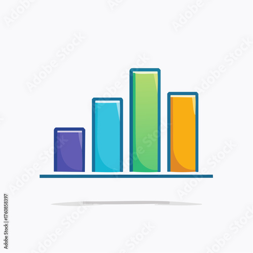 Stylized bar graph illustrating progressive growth and data representation